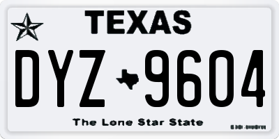 TX license plate DYZ9604