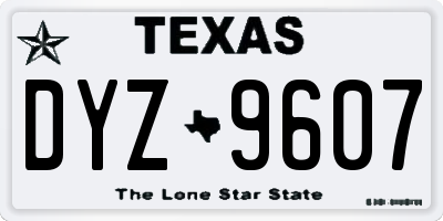 TX license plate DYZ9607