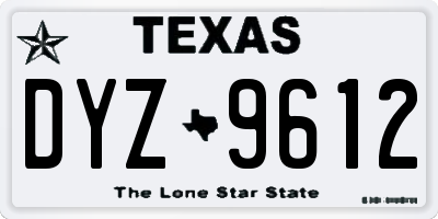 TX license plate DYZ9612