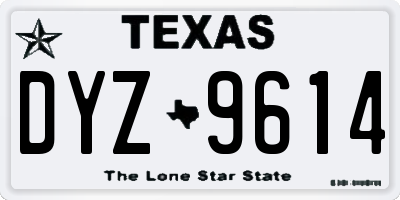 TX license plate DYZ9614