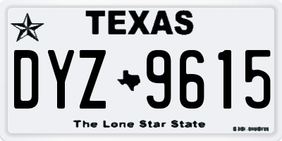 TX license plate DYZ9615