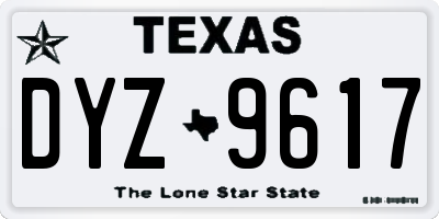 TX license plate DYZ9617