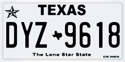 TX license plate DYZ9618