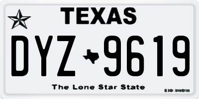 TX license plate DYZ9619