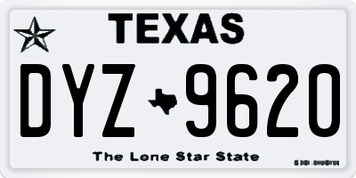 TX license plate DYZ9620