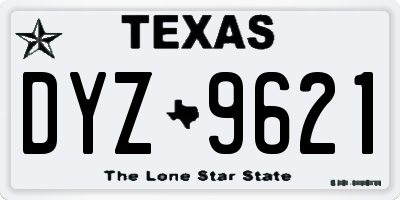 TX license plate DYZ9621