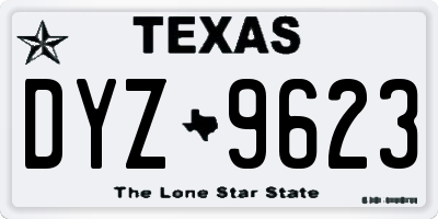 TX license plate DYZ9623