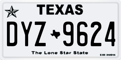 TX license plate DYZ9624