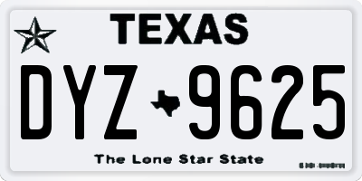 TX license plate DYZ9625
