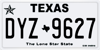 TX license plate DYZ9627