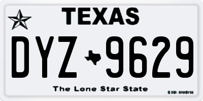 TX license plate DYZ9629