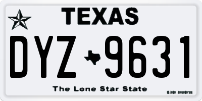 TX license plate DYZ9631