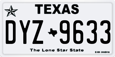 TX license plate DYZ9633