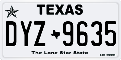 TX license plate DYZ9635