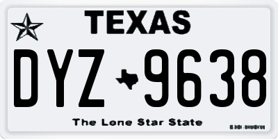 TX license plate DYZ9638