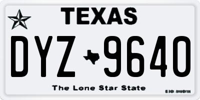 TX license plate DYZ9640