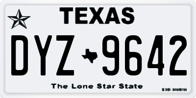 TX license plate DYZ9642