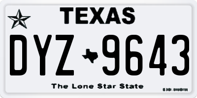 TX license plate DYZ9643