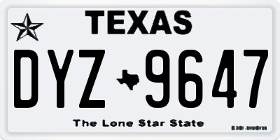 TX license plate DYZ9647