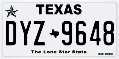 TX license plate DYZ9648