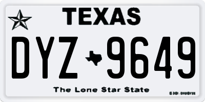 TX license plate DYZ9649