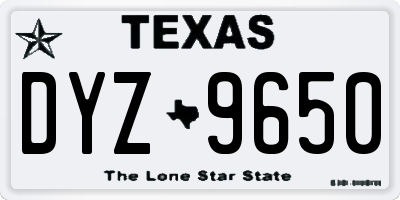 TX license plate DYZ9650