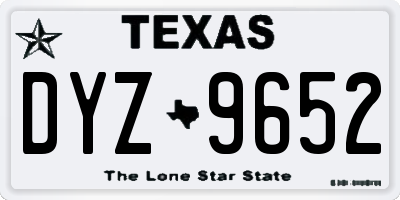 TX license plate DYZ9652