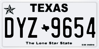 TX license plate DYZ9654