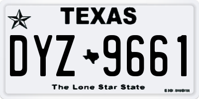 TX license plate DYZ9661