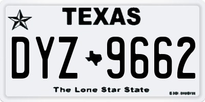 TX license plate DYZ9662