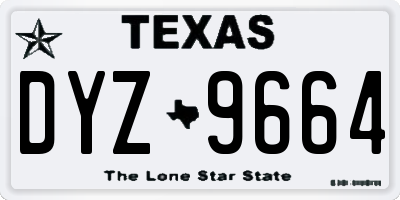 TX license plate DYZ9664