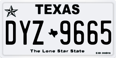 TX license plate DYZ9665
