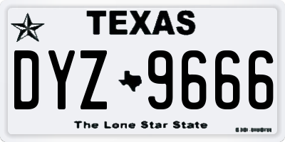 TX license plate DYZ9666