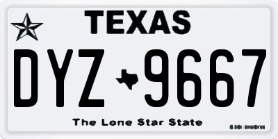 TX license plate DYZ9667
