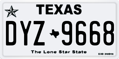 TX license plate DYZ9668