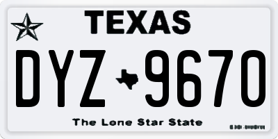 TX license plate DYZ9670