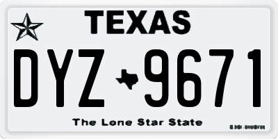 TX license plate DYZ9671