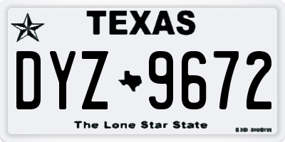 TX license plate DYZ9672