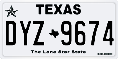 TX license plate DYZ9674