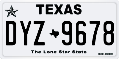 TX license plate DYZ9678