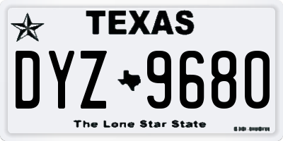 TX license plate DYZ9680