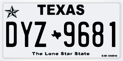 TX license plate DYZ9681
