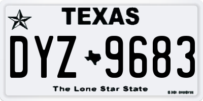 TX license plate DYZ9683