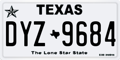 TX license plate DYZ9684