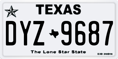 TX license plate DYZ9687