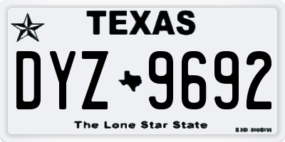 TX license plate DYZ9692