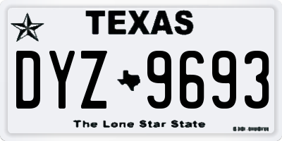TX license plate DYZ9693