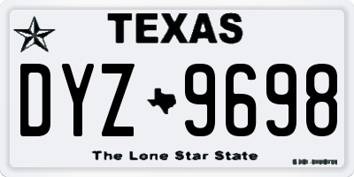 TX license plate DYZ9698