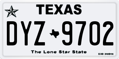 TX license plate DYZ9702