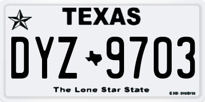 TX license plate DYZ9703